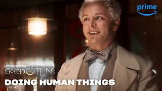 Crowley and Aziraphale Being Human | Good Omens | Prime Video