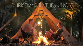RELAX Camping with 1 MILLION Subscribers in RAIN FOREST [ Cosy Christmas in the Jungle, ASMR ]