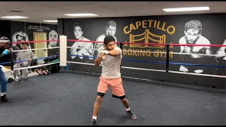 SHAKUR STEVENSON SHADOW BOXING IN CAMP FOR SHUICHIRO YOSHINO AT CAPETILLO GYM | TRAINING