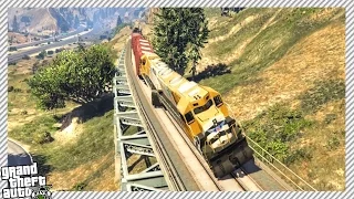 GTA 5 Real Life Mod #9 - DRIVING TRAIN & EPIC TRAIN DERAILMENT CRASH