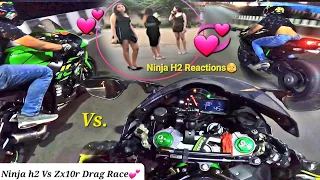 Ninja h2 Vs Zx10r ka Drag Race🤯|Full Bawal h2 Reactions|Z900 Rider