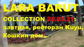 Отель Lara Barut Collection 25 марта 2021 г.: завтрак, обед в ресторане Kuyu, Кошкин дом...