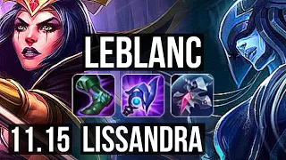 LEBLANC vs LISSANDRA (MID) | Rank 3 LeBlanc, 9/1/5, 7 solo kills, Legendary | JP Challenger | v11.15