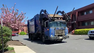 CNG Autocar McNeilus Front Loader Garbage Truck Slamming Trash