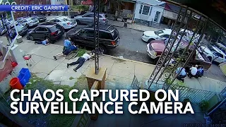 Philadelphia shooting chaos captured on neighbor's home surveillance camera