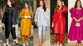 casual wear silk dress design for girl | stylish silk Kurt design | new eid collection girl for 2022