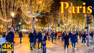 Paris,France🇫🇷 - Paris Christmas Eve 2022 - 4K HDR | Christmas Lights | Paris 4K | A Walk In Paris