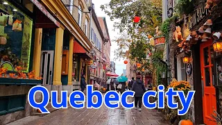 Walking in Quebec city | Petit Champlain Red door GOBLIN | Château Frontenac | Rain Tour 2023 [UHD]