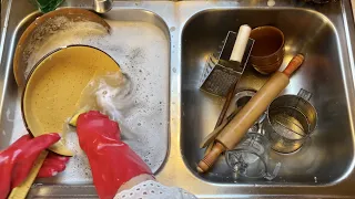 ASMR Dish Washing by hand! (No talking only) Rubber gloves & water sloshing! For my dear Kelly!