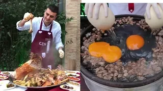 Turkish Chef Uses Ostrich Eggs For Giant Food Creations 2019