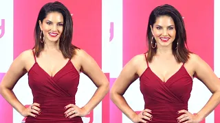 Sunny Leone L00KS So Gorgeous In Red Dress At ZOOPY App Event