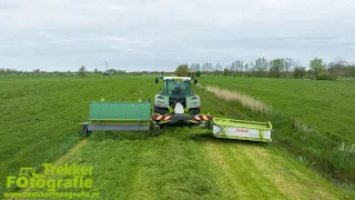 Eerste snede gras maaien 2023 | Mowing First cut | Gras Mähen | Bol | Fendt 718 + Claas