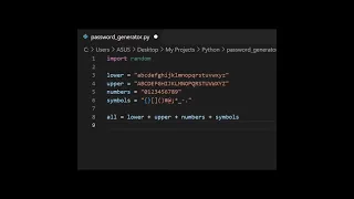 Python automatic password generator video for WhatsApp and Tiktok   #python #code #programmer