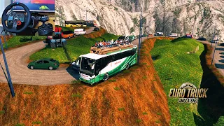 Bus Driving on The Most Dangerous Roads in the World | ETS2 Mods | Logitech steering wheel gameplay|