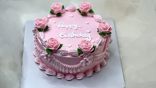 Make a simple pink flower cake