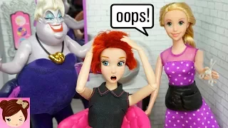 Rapunzel Barbie Beauty Salon Makeover Hair Style on Little Mermaid Ariel & Disney Princess Dolls