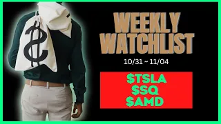 Weekly Watchlist 10/31 $TSLA $SQ $AMD