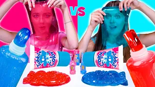 ASMR Pink VS Blue Candy Party | One Color Food Mukbang By LiLiBu