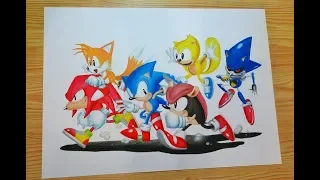 Speed Drawing Sonic Mania Plus (Mighty and Ray)
