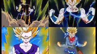 Goku, Vegeta, Gohan and Trunks go Super Saiyan 2 for the first time (Dragon ball Z Japanese)