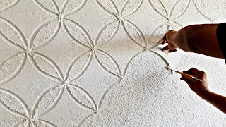 using foam sheet texture technique!  wall painting - INDIGO PAINTS