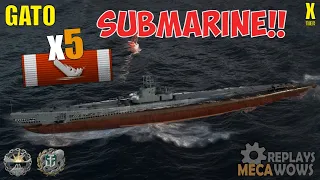 Submarine Gato 5 Kills & 143k Damage | World of Warships Gameplay