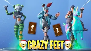 *NEW* Fortnite Crazy Feet Emote With Popular & Leaked Skins..!