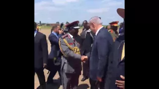 PM Netanyahu lands at Entebbe airport in Uganda