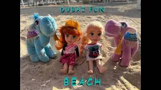 Anna and Elsa toddlers are going to the beach in DUBAI!!-camel rides-sand -water JOIN IN THE FUN!!