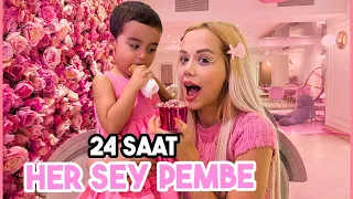 24 SAAT HER ŞEY TEK RENK PEMBE!!! (Pembe Hamburger, Pembe Makarna..) #herşeypembe