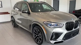 2021 BMW X5 M Competition Donington Grey with black full merino lthr and Carbon fibre trim