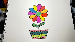 How to Draw a RAINBOW Flower 🌺 / drawing and colouring / easy drawing for kids