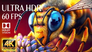 MACRO ANIMALS - 4K HDR 60fps Dolby Vision with Animal Sounds & Calming Music (Colorful Dynamic)