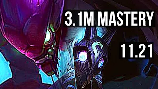 KHA'ZIX vs KINDRED (JUNGLE) | 3.1M mastery, 2000+ games, 11/2/4 | KR Grandmaster | v11.21