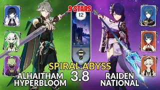 New 3.8 Spiral Abyss│Alhaitham Hyperbloom & Raiden National |Floor 12 - 9 Stars| Genshin Impact