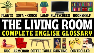Living Room English Glossary | Handy Wordlist | Furniture | Sofa/Couch | English Speaking Practice ✅