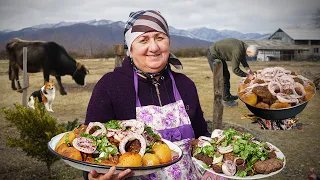 How Meat Dishes Are Prepared In The Village - Real Life In An Azerbaijani Village!