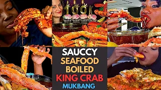 🌊🦀🦐 KING CRAB SEAFOOD BOIL MUKBANG | DESHELLED | ASMR SEAFOOD BOIL | MUKBANG COMPILATION🌶️🦞🎉