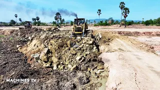 EP23 Project Achieved 50% Road Base Building By Old Bulldozer KOMATSU D60KX and 15ton Dump Truck