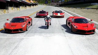 Yamaha YZF R1 2008 vs Ferrari LaFerrari vs Mercedes-Benz AMG One vs Ferrari SF90 Stradale at Old SPA