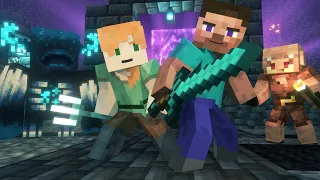 Warden vs Piglins FIGHT | Alex And Steve Life | Minecraft Animation!