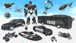 Police Robot Bus Jet Battle of City: Grand Police Robot Game | Android iOS Gameplay