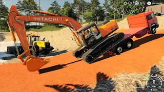 Construction Truck Game Show | Hitachi Excavator Loading Truck |FS19
