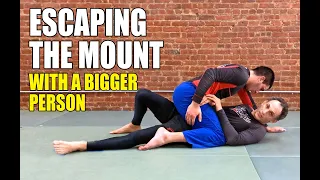 Escaping the Mount with a BIGGER Person (BJJ/Jiu-Jitsu/Grappling)