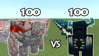 100 Redstone Golem Vs 100 Warden |Minecraft|