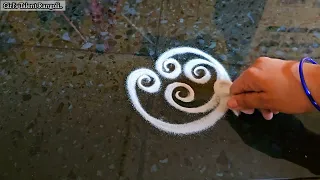 Daily morning rangoli design❤️💚रोज काढायची छोटीशी सोपी रांगोळी🧡💚