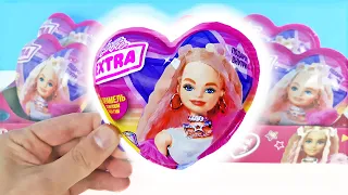 БАРБИ EXTRA 2023 пластиковые сердечки-сюрпризы, игрушки Конфитрейд Barbie Kinder Surprise unboxing