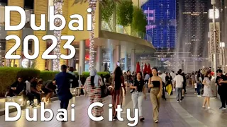 Dubai Burj Khalifa, Night City Center Walking Tour 4K | United Arab Emirates 🇦🇪