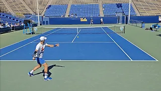 Novak Djokovic practice with Nicolas Moreno de Alboran at UCLA court level