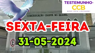 TESTEMUNHO CCB SEXTA FEIRA 31-05-2024 DEPOIS DO CULTO #live23